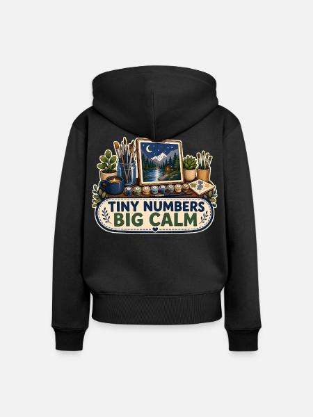 TINY NUMBERS BIG CALM - Frauen Premium Bio Zip Hoodie - Schwarz