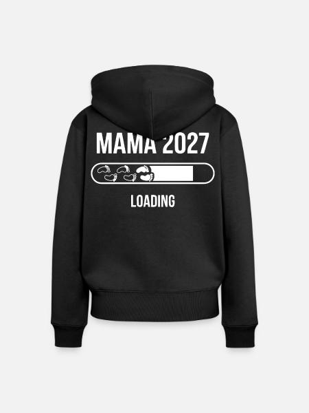 Mama 2027 Loading Babyfüße - Frauen Premium Bio Zip Hoodie - Schwarz