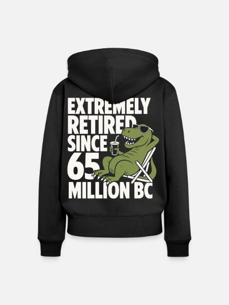 Extremely Retired Since 65 T-Rex - Frauen Premium Bio Zip Hoodie - Schwarz