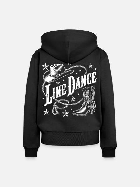 Line Dance Cowboy Flair - Frauen Premium Bio Zip Hoodie - Schwarz
