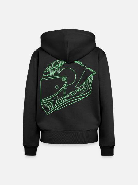 Helm - Frauen Premium Bio Zip Hoodie - Schwarz