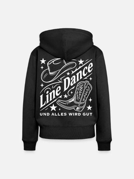 Line Dance Cowboyhut Stiefel Grafik - Frauen Premium Bio Zip Hoodie - Schwarz