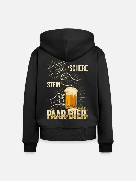 Schere Stein Bier Trinkspiel Design - Frauen Premium Bio Zip Hoodie - Schwarz