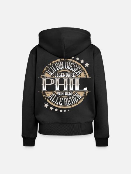 Phil - Frauen Premium Bio Zip Hoodie - Schwarz