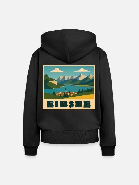 Eibsee Minimal - Frauen Premium Bio Zip Hoodie - Schwarz