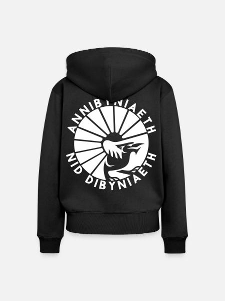 Annibyniaeth Nid Dibyniaeth - Frauen Premium Bio Zip Hoodie - Schwarz