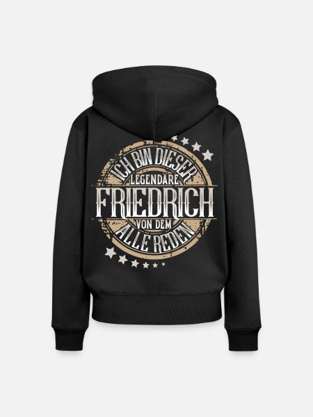 Friedrich - Frauen Premium Bio Zip Hoodie - Schwarz