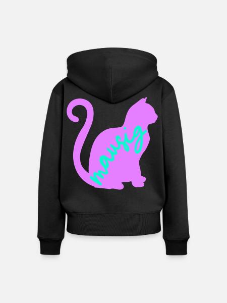 KATZEN MAUS - Frauen Premium Bio Zip Hoodie - Schwarz
