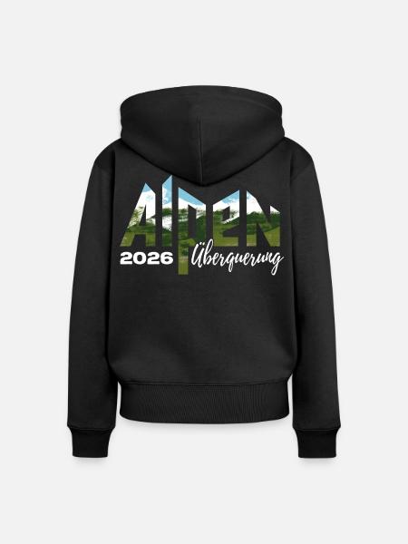 Alpen Überquerung 2026 - Wandern - Frauen Premium Bio Zip Hoodie - Schwarz