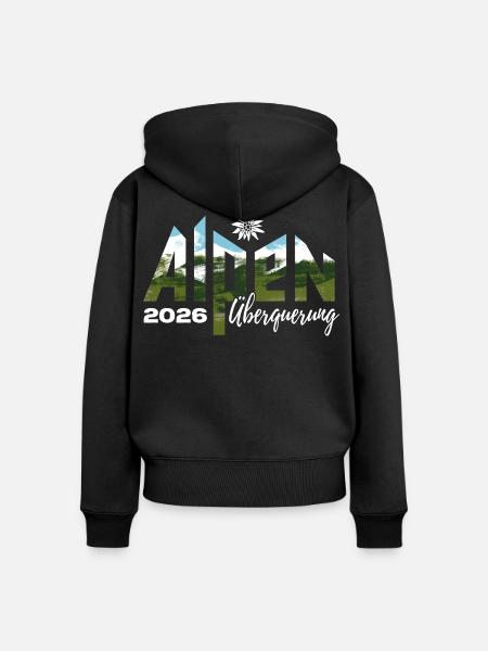 Alpen Überquerung 2026 - Wandern - Frauen Premium Bio Zip Hoodie - Schwarz