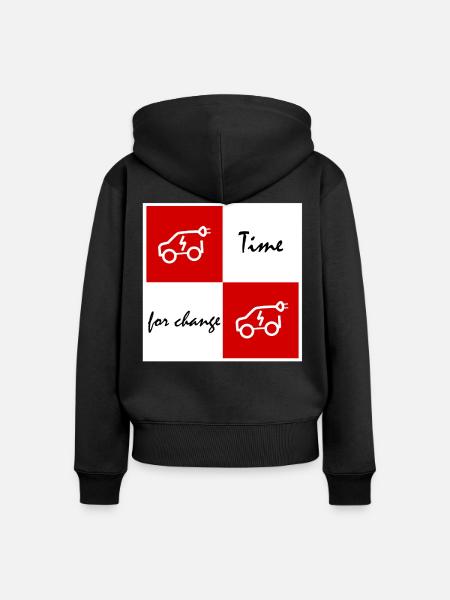 Zeit für Wandel Elektroauto - Frauen Premium Bio Zip Hoodie - Schwarz