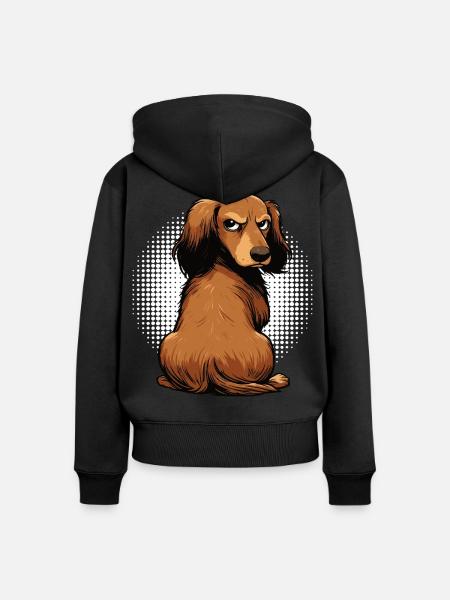 Langhaardackel Dackel Dackelhalter Teckel Tekkel - Frauen Premium Bio Zip Hoodie - Schwarz