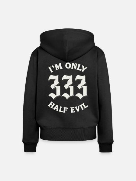 333 - half evil - Frauen Premium Bio Zip Hoodie - Schwarz