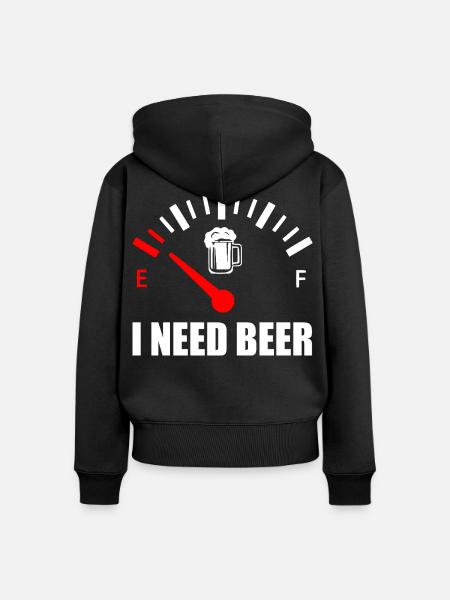 I need beer - Frauen Premium Bio Zip Hoodie - Schwarz