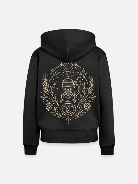 Bierkrug – Bierfest im Oktober Motiv - Frauen Premium Bio Zip Hoodie - Schwarz
