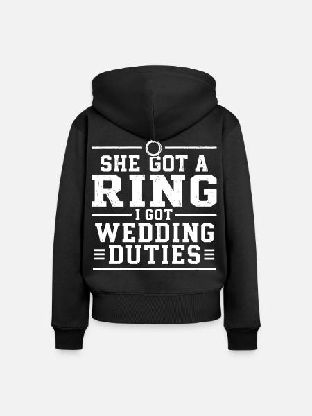 Humor-Ehering und Bräutigam-Aufgaben - Frauen Premium Bio Zip Hoodie - Schwarz