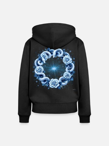 Hellblaues Schlangen-Rosenkreis-Design. - Frauen Premium Bio Zip Hoodie - Schwarz