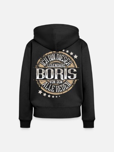 Boris - Frauen Premium Bio Zip Hoodie - Schwarz
