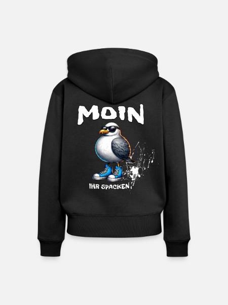 Moin Küstenvogel mit Sneaker Swag - Frauen Premium Bio Zip Hoodie - Schwarz