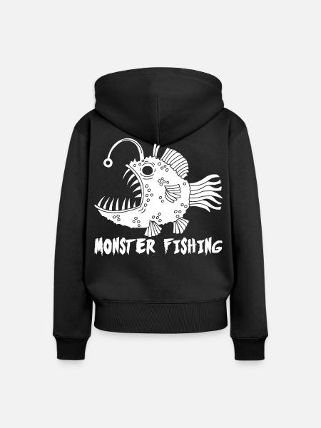 Weißer Tiefseefisch - Frauen Premium Bio Zip Hoodie - Schwarz