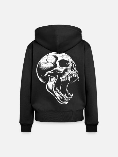 Angry Skull - Frauen Premium Bio Zip Hoodie - Schwarz