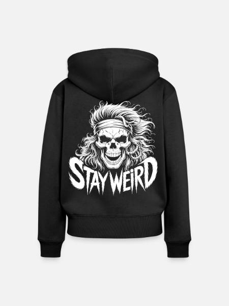 Stay Weird Skull Illustration - Frauen Premium Bio Zip Hoodie - Schwarz