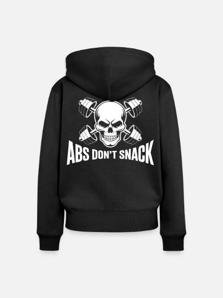 Skull Power: Abs Don't Snack - Frauen Premium Bio Zip Hoodie - Schwarz