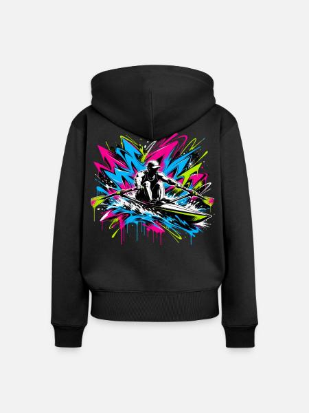 Rudern Graffiti - Frauen Premium Bio Zip Hoodie - Schwarz