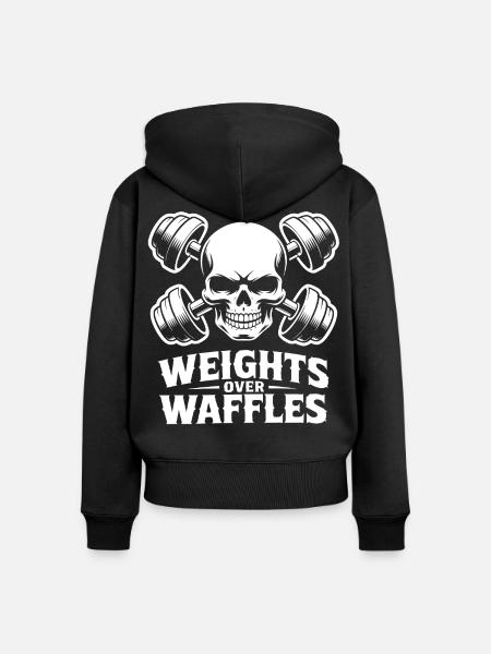 Weights Over Waffles Skull - Frauen Premium Bio Zip Hoodie - Schwarz
