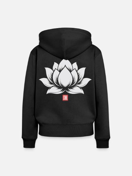 Lotus Flower Japanese - Frauen Premium Bio Zip Hoodie - Schwarz