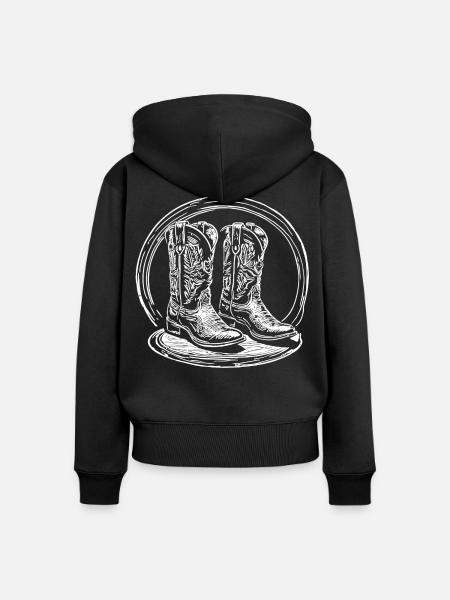 Line Dance Cowboy - Frauen Premium Bio Zip Hoodie - Schwarz