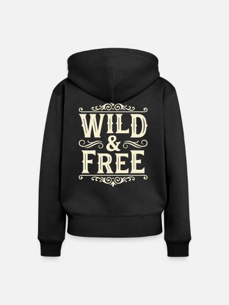 Wild and Free - Frauen Premium Bio Zip Hoodie - Schwarz