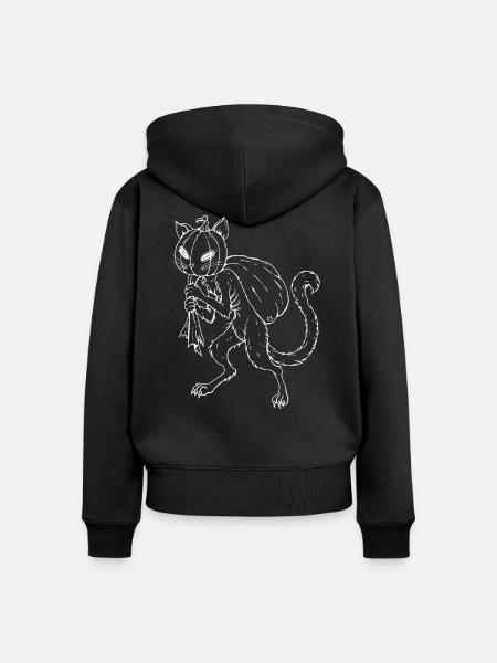 Kabo Neko – Weiß - Frauen Premium Bio Zip Hoodie - Schwarz