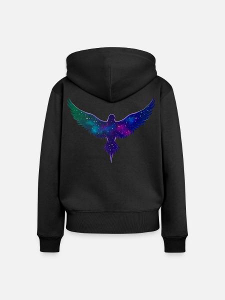 raben silhouette, sternenmuster - Frauen Premium Bio Zip Hoodie - Schwarz