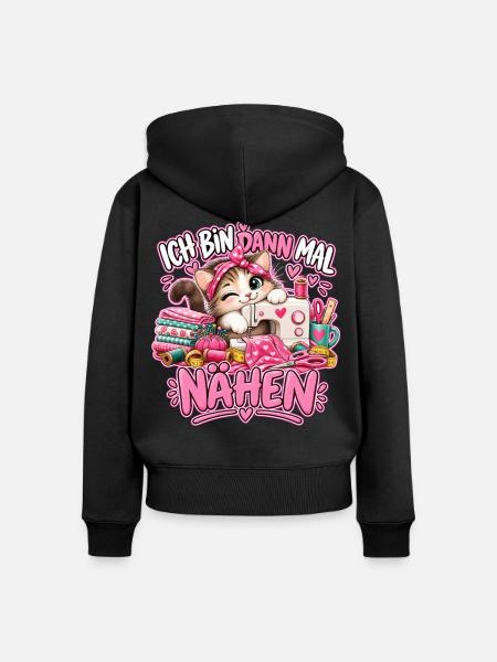 Ich bin dann mal Nähen - Frauen Premium Bio Zip Hoodie - Schwarz