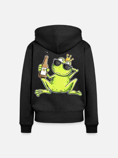 Lustiger Frosch Junggeselle | Single Geschenk - Frauen Premium Bio Zip Hoodie - Schwarz