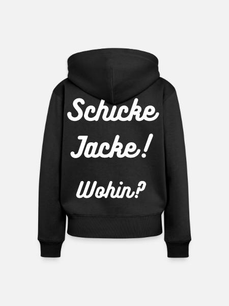 HN Schicke Jacke Wohin Retro Script - Frauen Premium Bio Zip Hoodie - Schwarz
