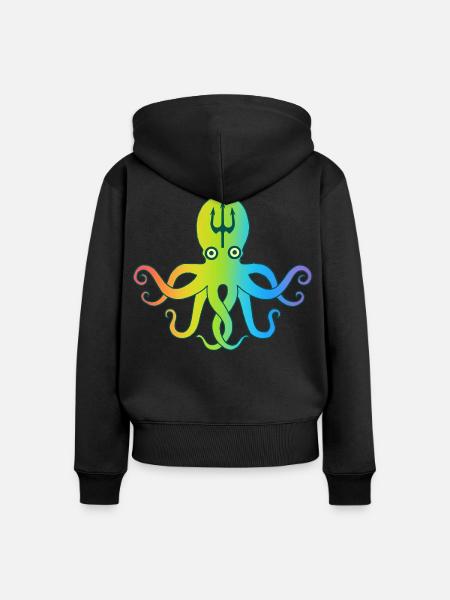 Mehrfarbiger Oktopus - Frauen Premium Bio Zip Hoodie - Schwarz
