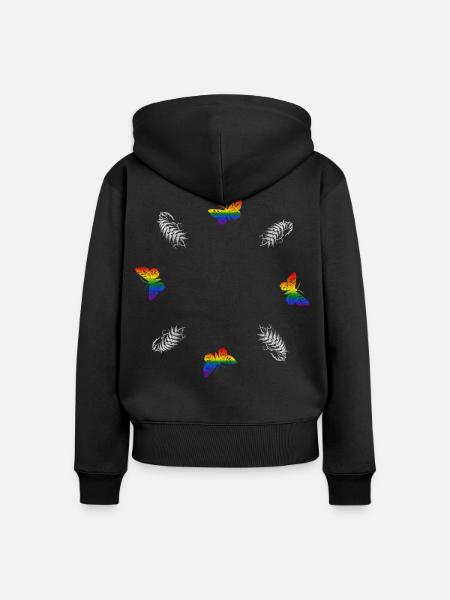 Schmetterling - Botanische Kunst LGBTQ - Frauen Premium Bio Zip Hoodie - Schwarz