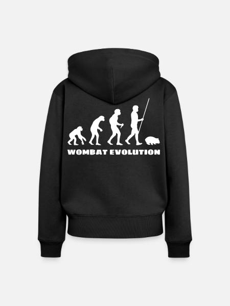 Wombat Evolution Australien Tier Silhouette - Frauen Premium Bio Zip Hoodie - Schwarz