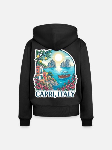 Capri Italy - Frauen Premium Bio Zip Hoodie - Schwarz