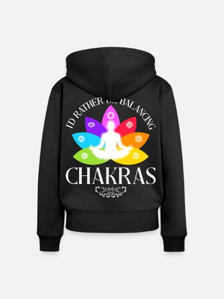 Chakra Balance - Meditation - Frauen Premium Bio Zip Hoodie - Schwarz