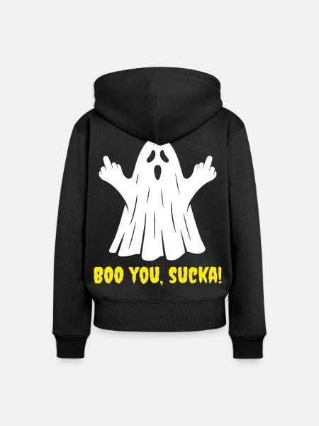 Lustig, buh! Halloween-Geist - Frauen Premium Bio Zip Hoodie - Schwarz