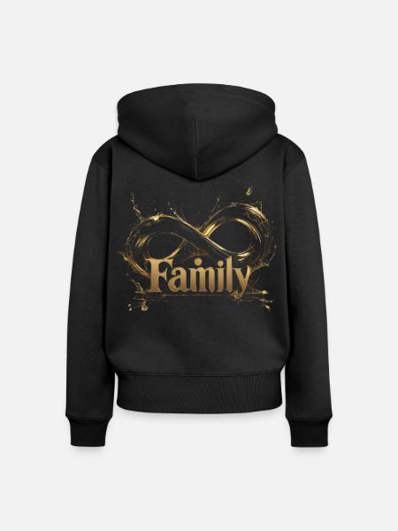 Goldenes Infinity-Familienemblem - Frauen Premium Bio Zip Hoodie - Schwarz