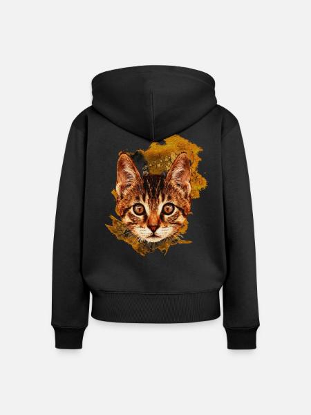 Dungeon Magier Katze Fantasy T-Shirt - Frauen Premium Bio Zip Hoodie - Schwarz