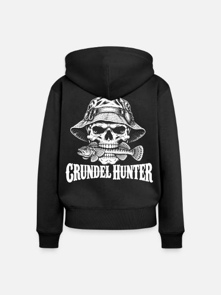 Grundel Hunter Angler Skull - Frauen Premium Bio Zip Hoodie - Schwarz