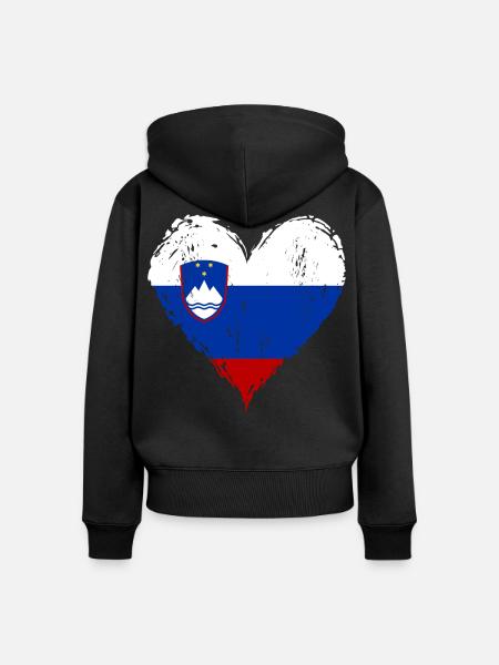 Slowenien Herzflagge Grunge - Frauen Premium Bio Zip Hoodie - Schwarz