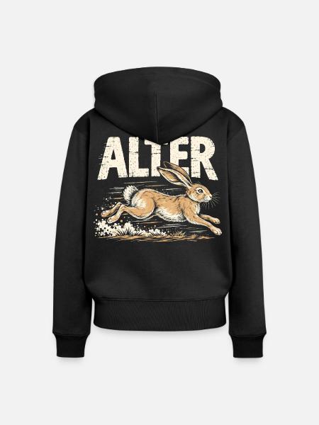 Alter Hase – Retro Hasen Spruch - Frauen Premium Bio Zip Hoodie - Schwarz