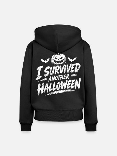 I Survived Another Halloween - Frauen Premium Bio Zip Hoodie - Schwarz
