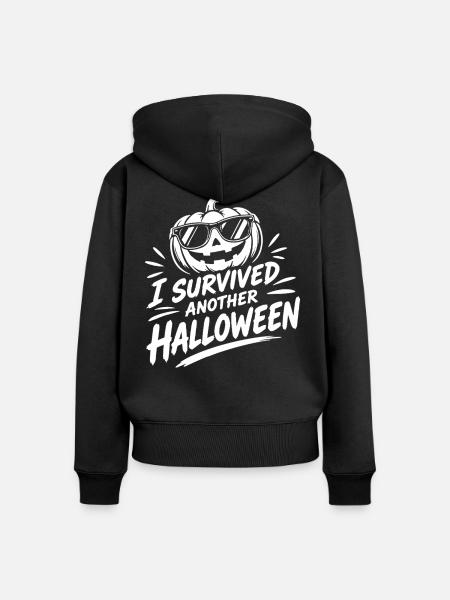 I Survived Another Halloween - Frauen Premium Bio Zip Hoodie - Schwarz